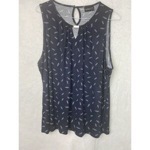 Janina Women's Size XXL Shirt blouse top Navy Blue sleeveless